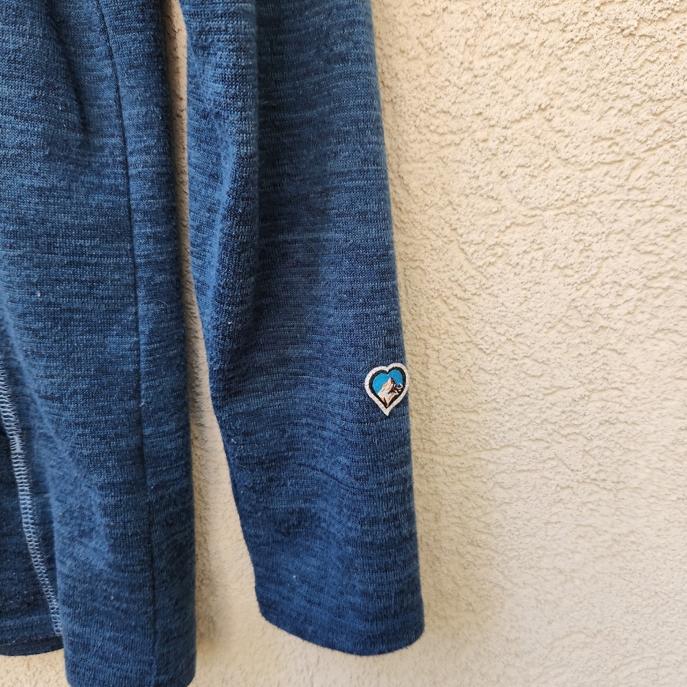 KUHL Women's Lea Pullover Small Teal Heathered Cowl Neck Kangaroo Pocket - Picture 3 of 11